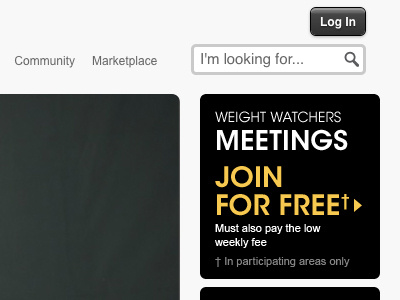 Weight Watchers - Visitor Site - Homepage Login/Search frontend homepage weight watchers