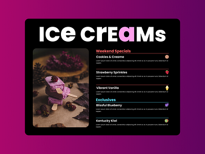 Ice Creams Menu