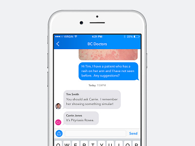 Healthcare Chat - iPhone App app chat design health healthcare iphone message mobile ui ux