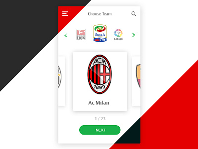 Football team info App app clean color design football interaction sport team ui user experience user interface ux