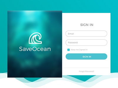 SaveOcean app care clean color design login ocean ui user experience user interface ux world