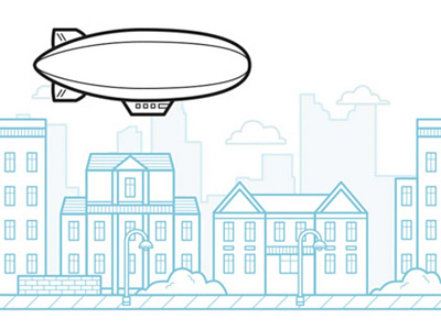 Blimp Skyline Illustration