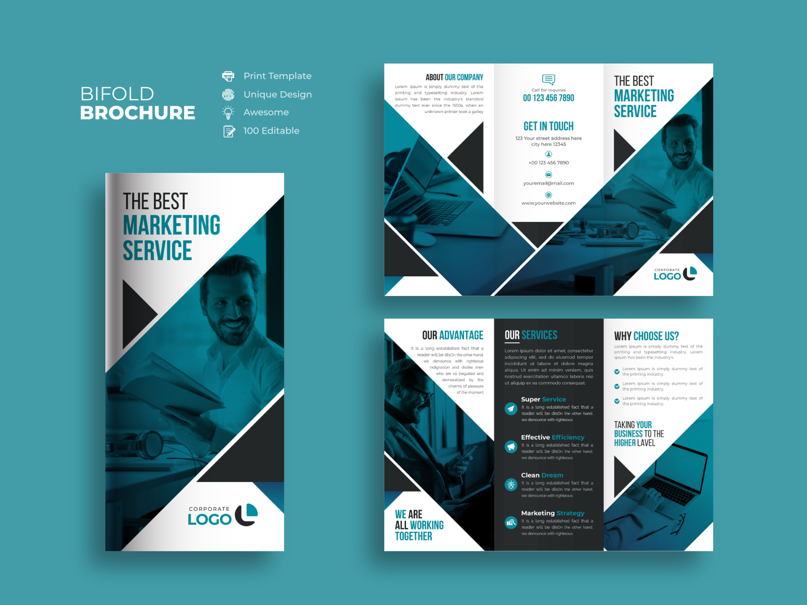 Corporate trifold brochure template by Muhi Uddin Asjad on Dribbble