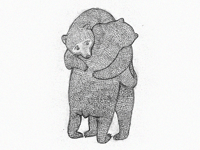 Hug more, worry less bear children cute drawing handmade hug illustration love sweet wild
