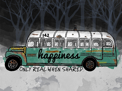 Into the wild. Magic Bus 142 bus drawing handmade happiness illustration into the wild lettering letters magic movie typography
