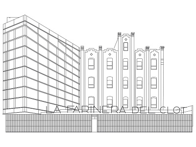 Farinera del Clot illustration architecture barcelona building drawing farinera del clot illustration lines vector