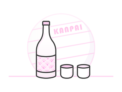 Kanpai cheers drink illustration kanpai line sake stroke