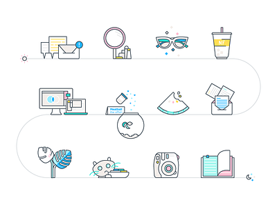 Tuesday Routine colors day icon icons set illustration life line routine schedule