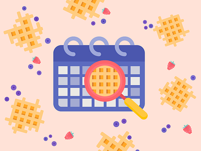 Waffle Wednesdays berries calendar fill flat illustration waffle wednesday week