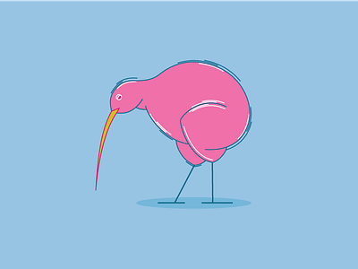 Kiwi bird illustration kiwi pink