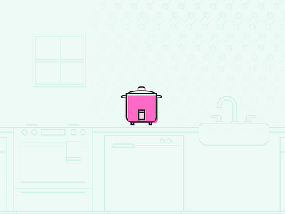 Rice Cooker cook graphic icon illustration kitchen pink scene vector