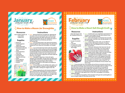 Recipe Cards pdf/printable design for Peake Academy advertisment branding design graphic design illustration pdf design printable design