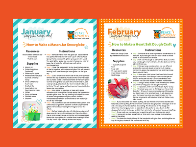 Recipe Cards pdf/printable design for Peake Academy