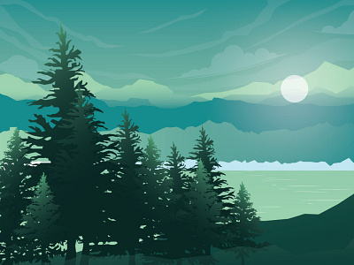 Moon forest view 3d animation art artwork branding graphic design illustration logo moon motion graphics painting ui