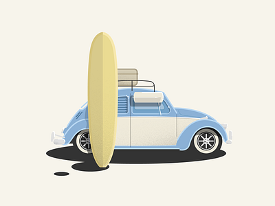 VeeDub and a Board california car illustration surf surfboard surfing vw