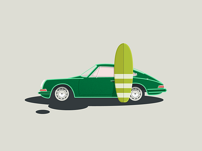 Elfer Surf 911 california car car illustration illustration porsche porsche 911 surf surfing
