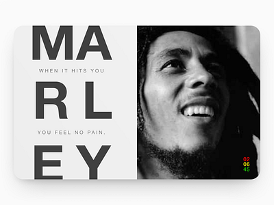 76 Years birthday bob marley helvetica helvetica neue hero hero image hero section jamaica jamaican music musician reggae typographic typography ui ui design website