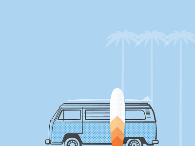 VW Bus bus illustration surfing volkswagen