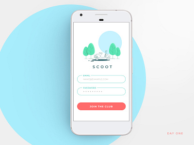 Daily UI - Day One blue daily ui day one illustration mobile design scooter sign up simple ui ui challenge