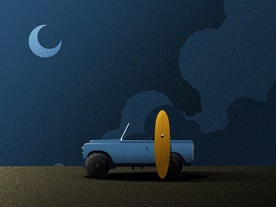 Surf Rover car car illustration illustration night nighttime surf surf illustration surfing