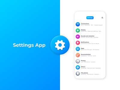 Settings App app colors design graphic design mobile app mobile os os settings simple ui