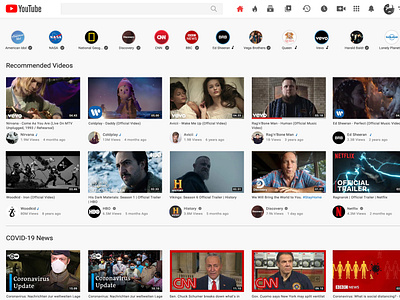 YouTube Redesign Concept (Menu - Restructured)