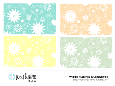 White Floral Silhouette blue fabric floral pattern design green illustration illustrator peach seamless pattern design surface pattern design textile design vector wallpaper white yellow