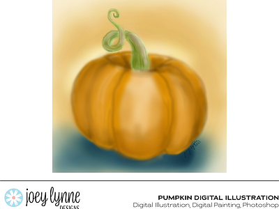 Pumpkin Digital Watercolor Illustration