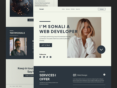 Sonali | Freelancer Portfolio Website creative cv cv design freelancer graphic design landing page minimal personal personal project portfolio portfolio landing page portfolio website resume resume clean resume template ui ui kit web design webflow website