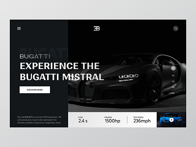 Bugatti - Supercar Website design concept bugatti car cars clean concept design electric car interface landing page minimal minimalist modern supercar ui ux web web app web design website
