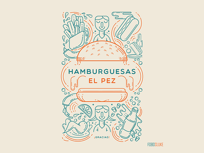 Hamburguesas El Pez arte digital design food graphic design illustration vector vector art