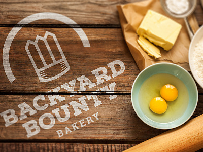 In the Bakery backyard bounty backery bakery cooking design food icon logo painted wood wood