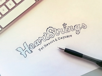 Heartstrings Logo Concept black and white branding concept design dog lettering logo pet typography