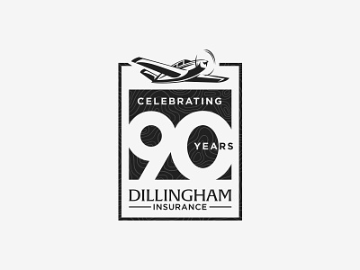 Dillingham 90th Logo - Black 90 90th airplane anniversary branding design dillingham gold illustrator logo logo design vector