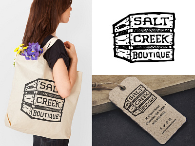 Salt Creek Logo Concept black black and white brand branding concept crate design hand drawn logo logo design mockup salt creek