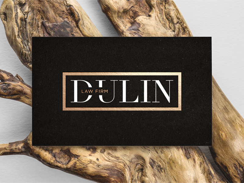 Dulin Law Firm Logo business card fashion gold black lettering type branding brand concept design logo design logo