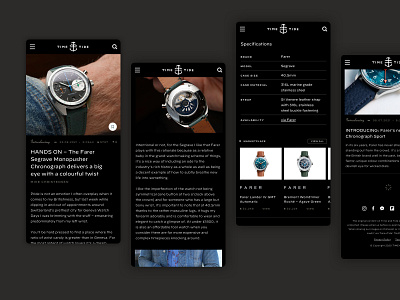 Time and Tide — Mobile Marketplace add to cart australia dark mode e commerce ecommerce editorial figma luxury mobile mobile design online shopping online store responsive rolex sketch time watch watches web design website design