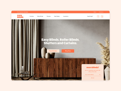 Easy Blinds — Landing Page atollon aussie australia blinds curtains digital branding direct to consumer ecommerce figma friendly landing page melbourne online shopping orange responsive retail shopify sketch ui web design