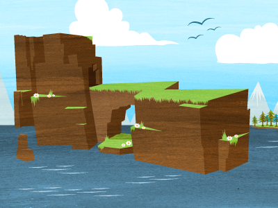 Cliffside background illustration