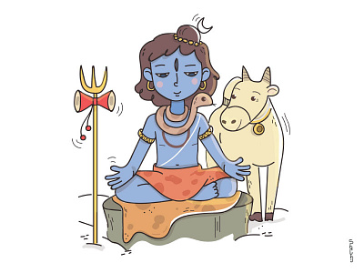 Shiva blue cow indian gods powerful shiva snale