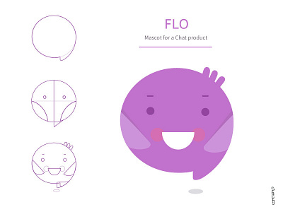 Flo blob character mascot purple