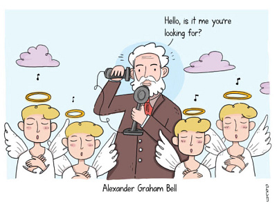 Bell comic graham bell illustration telephone