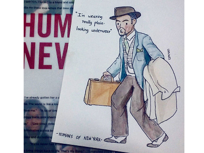 Human of New York 1 404 hat illustration layout man onboarding ui ux watercolour