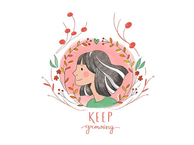 Keep Growing emptystate floral girl grow women