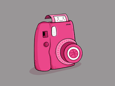 The perfect Shot camera cute drobbble illustration pink polaroid ui ux