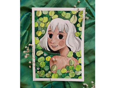 Liraz character design girl illustration plants watercolour