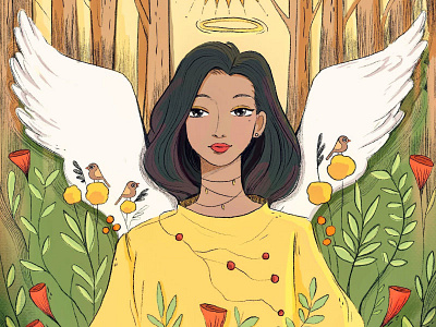Angel wings design drawing illustration sketch