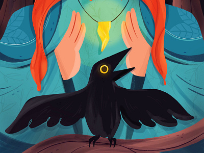 The Seer's Crow design drawing illustration magic sketch ui vector