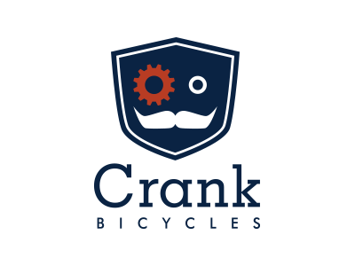 Crank bicycle bike bikes logo moustache small business