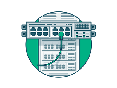 Your port (II) blue illustration line art network port switch technical vector